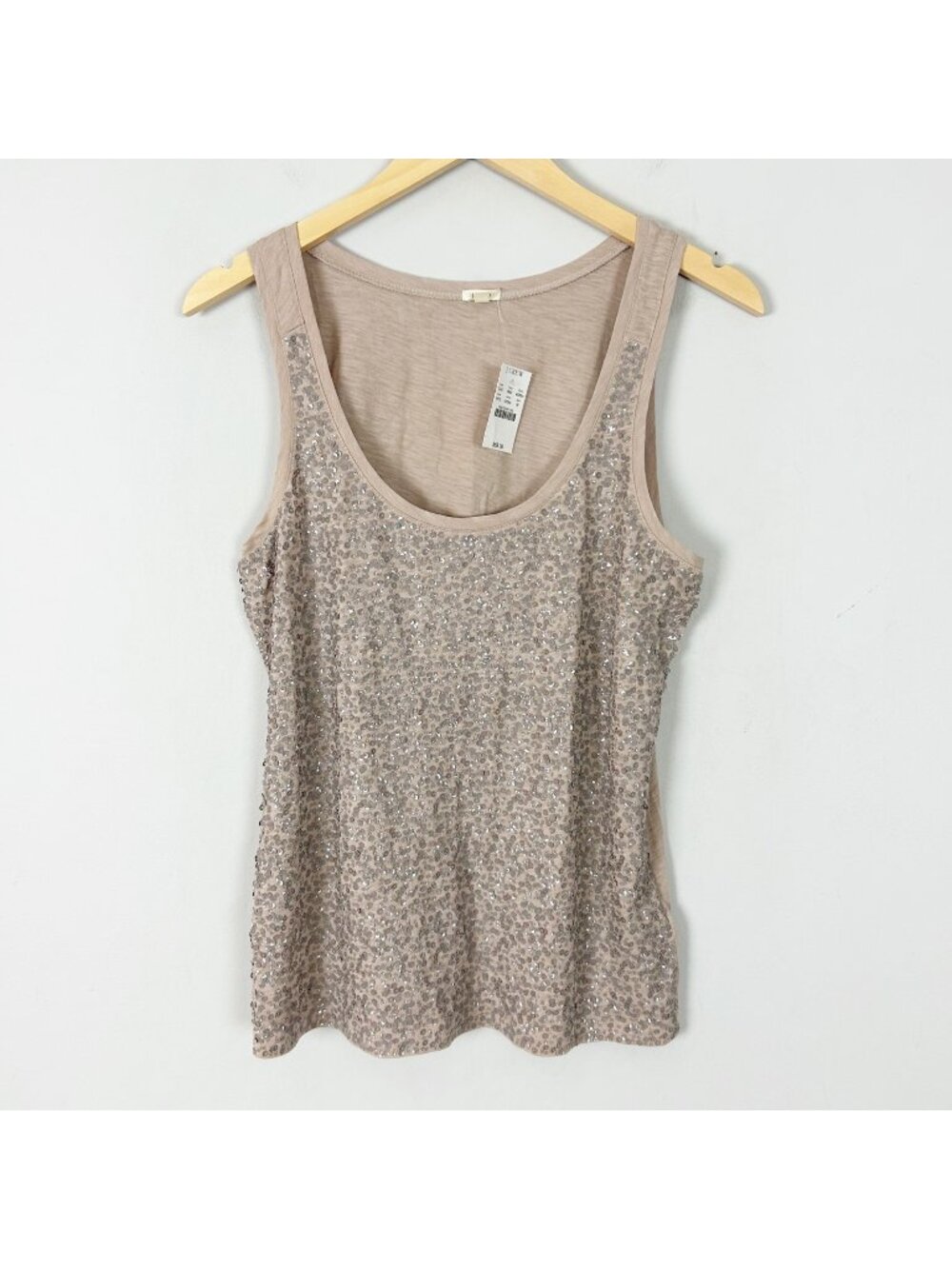 NEW J.Crew Sequined Tank Top Tissue Tee Brown Embellished Size Medium Women's